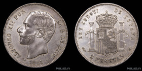 España. Alfonso XII. 5 Pesetas 1885. KM688