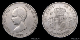 España. Alfonso XIII. 5 Pesetas 1892. KM689