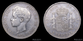 España. Alfonso XIII. 5 Pesetas 1896. KM707