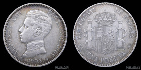 España. Alfonso XIII. 1 Peseta 1903. KM721