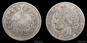 Francia. III Republica. 2 Francs 1871 K. KM817.2