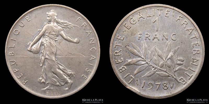 Francia. 1 Franc 1978. Piedfort. Níquel; 24mm; 14.34g. KM925 (VF+)

Nota: Todo...