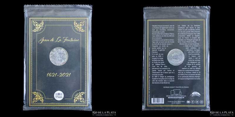 Francia. 10 Euros 2021. 400º Aniversario del nacimiento de Jean de la Fontaine 1...