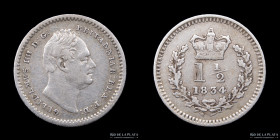 Gran Bretaña. William IV. 1 1/2 Pence 1834. KM719