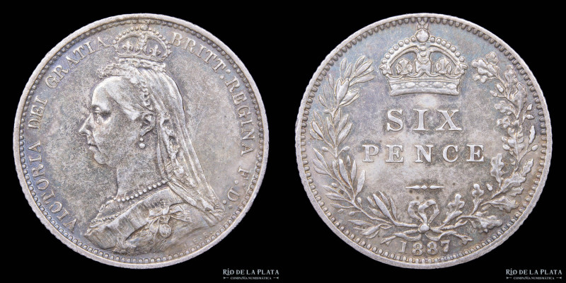 Gran Bretaña. Victoria (1837-1901). Six Pence 1887. AG.925; 19mm; 2.83g; KM760 (...
