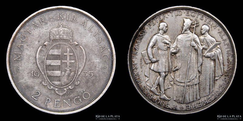 Hungria. 2 Pengo 1935. AG.640; 27mm; 10.07g. KM511 (VF+)

Nota: Todos los prec...