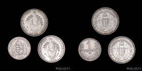 Hungria. Lote x3. 2 y 1 Pengo. Plata