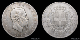 Italia. V. Emanuele II. 5 Lire 1872 M BN. KM8.3