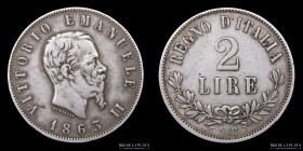 Italia. V. Emanuele II. 2 Lire 1863 N BN. KM16.1