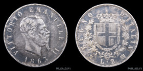 Italia. V. Emanuele II. 2 Lire 1863 N BN. KM6a.1