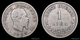 Italia. V. Emanuele II. 1 Lira 1863 M BN. KM15.1