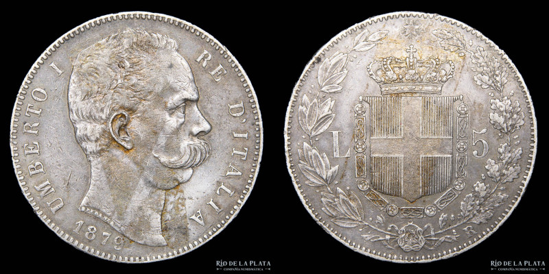 Italia. Umberto I (1878-1900) 5 Lire 1879 R. AG.900; 37.0mm; 25g. KM20 (XF) Rest...