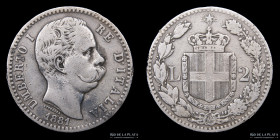 Italia. Umberto I. 2 Lire 1881 R. KM23