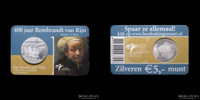 Paises Bajos. Rembrandt. Blister 5 Euros 2006