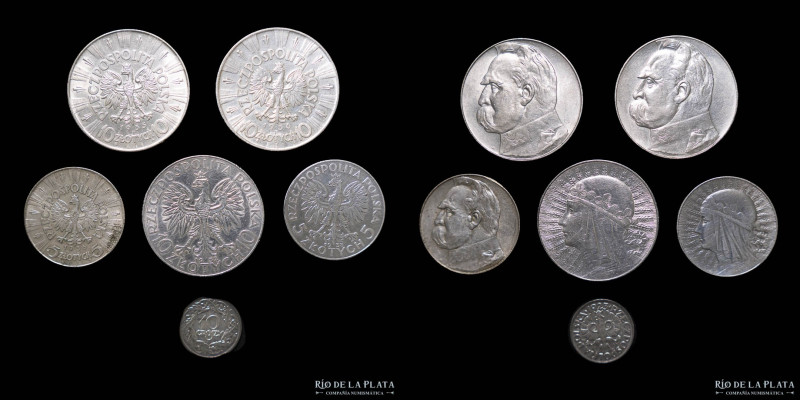 Polonia. Lote x6. Distintas denominaciones (1923-1936). Plata. 10 y 5 Zlotych y ...