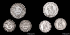 Suiza. Lote x3. 1 y 1/2 Francs 1828 a 1945. Plata