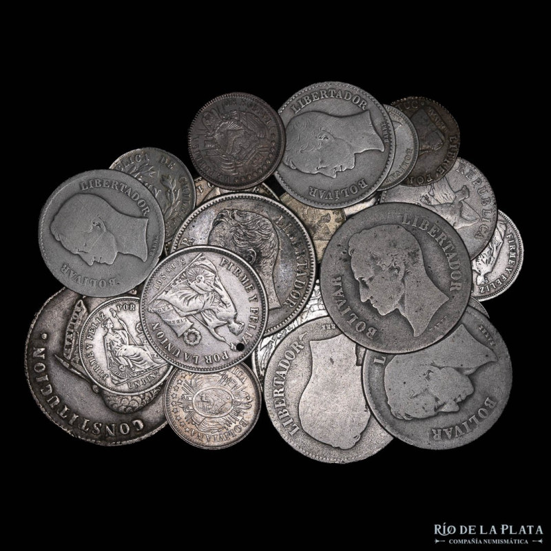 Sudamérica. Lote x22. 1830 a 1945. Plata, incluye Bolivia, Chile, Ecuador, Venez...