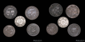 Asia. Lote x5. Japon, Nepal, Tunez 1865 a 1917