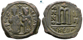 Phocas, with Leontia AD 602-610. Theoupolis (Antioch). Follis or 40 Nummi Æ