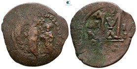 Heraclius with Heraclius Constantine AD 610-641. Constantinople. Follis or 40 Nummi Æ