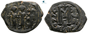Heraclius, with Martina and Heraclius Constantine AD 610-641. Cyprus. Follis or 40 Nummi Æ