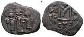 Heraclius, with Martina and Heraclius Constantine AD 610-641. Cyprus. Follis or 40 Nummi Æ