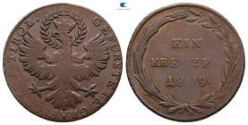 Austria. Hall. Andreas Hofer AD 1809-1810. 1 Kreuzer CU 1809
