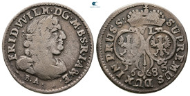 Germany. Brandenburg-Preußen, Königsberg. Friedrich Wilhelm AD 1640-1688. 6 Gröscher AR 1685