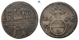 Germany. Magdeburg.  AD 1676. 3 Pfennig BI
