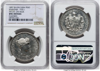 Republic Souvenir Peso 1897 UNC Details (Cleaned) NGC, KM-XM1, Aledon-pg 11. Type 1, PAT.97. on truncation and date widely spaced. An attainable survi...