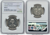 Republic "Carlos Manuel de Cespedes" Peso 1977 MS67 NGC, Havana mint, KM186. HID09801242017 © 2023 Heritage Auctions | All Rights Reserved