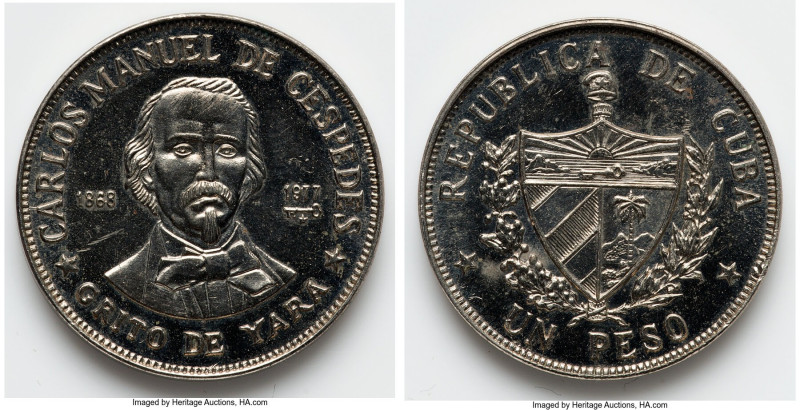 Republic "Carlos Manuel de Cespedes" Peso 1977, Havana mint, KM186. Mintage: 3,0...