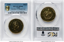 Republic Peso 1988 MS66 PCGS, Havana mint, KM363, Aledon-351. Mintage: 2,000. One year type. One of just two examples graded at PCGS for this low-mint...