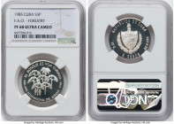 Republic silver Proof "FAO International Year of the Forests" 5 Pesos 1985 PR68 Ultra Cameo NGC, Havana mint, KM146, Aledon-162. Mintage: 500. HID0980...