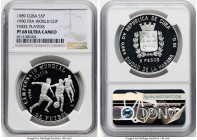 Republic silver Proof "1990 FIFA World Cup" 5 Pesos 1989 PR68 Ultra Cameo NGC, Havana mint, KM225.1. Design with three players. HID09801242017 © 2023 ...