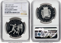Republic silver Proof "1990 FIFA World Cup" 5 Pesos 1989 PR67 Ultra Cameo NGC, Havana mint, KM225.1. Design with three players. HID09801242017 © 2023 ...