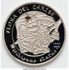 Republic silver Proof "Hibiscus Elatus" 5 Pesos 1997, Havana mint, cf. KM581 (there, with Colorized reverse). Caribbean Flora series. HID09801242017 ©...