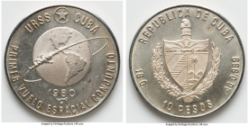 Republic silver "First Soviet-Cuban Space Flight" 10 Pesos 1980, Havana mint, KM50. HID09801242017 © 2023 Heritage Auctions | All Rights Reserved