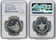 Republic silver Proof "March to Victory - 30th Anniversary" 10 Pesos (1 oz) 1987 PR67 Ultra Cameo NGC, Havana mint, KM164, Aledon-216. Mintage: 2,000....