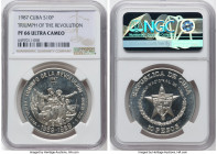 Republic silver Proof "Triumph of the Revolution - 30th Anniversary" 10 Pesos (1 oz) 1987 PR66 Ultra Cameo NGC, Havana mint, KM162, Aledon-217. Mintag...