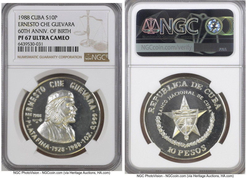 Republic silver Proof "Ernesto Che Guevara - 60th Anniversary of Birth" 10 Pesos...