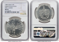 Republic silver "Fidel Castro - 30th Anniversary of Revolution" 10 Pesos (1 oz) 1989 MS63 NGC, Havana mint, KM241.1. Themes of the Cuban Revolution se...