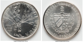 Republic silver Proof "Fidel Castro - 30th Anniversary of Revolution" 10 Pesos (1 oz) 1989, Havana mint, KM241.2. Themes of the Cuban Revolution serie...