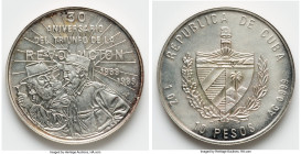 Republic silver "Castro & Marti - 30th Anniversary of Revolution" 10 Pesos (1 oz) 1989, Havana mint, KM24.2. Themes of the Cuban Revolution series. HI...