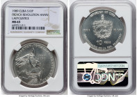Republic silver "Lady Justice" 10 Pesos 1989 MS63 NGC, Havana mint, KM239, Aledon-375. Mintage: 500. 200th Anniversary of the French Revolution series...