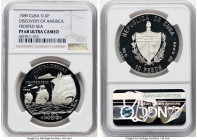 Republic silver Proof "Land, Land!" 10 Pesos 1989 PR68 Ultra Cameo NGC, Havana mint, KM249.1, Aledon-379. Mintage: 3,145 (combined mintage of early an...