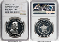 Republic silver Proof "Ernesto Che Guevara - 60th Anniversary of Birth" 10 Pesos (1 oz) 1989 PR66 Ultra Cameo NGC, Havana mint, KM163. HID09801242017 ...
