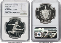 Republic silver Proof "Hurdles" 10 Pesos 1990 PR68 Ultra Cameo NGC, Havana mint, KM336.1. Mintage: 25,000. Barcelona Olympics series. HID09801242017 ©...