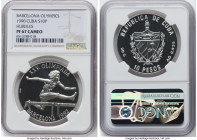 Republic silver Proof "Hurdles" 10 Pesos 1990 PR67 Cameo NGC, Havana mint, KM336.1. Mintage: 25,000. Barcelona Olympics series. HID09801242017 © 2023 ...