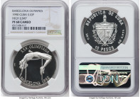 Republic silver Proof "High Jump" 10 Pesos 1990 PR68 Cameo NGC, Havana mint, KM345. Mintage: 25,000. Barcelona Olympics series. HID09801242017 © 2023 ...